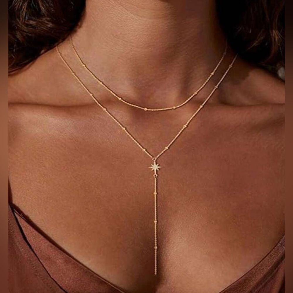 Elegant Gold Lariat Necklace #1762